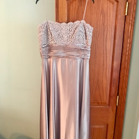 Formal Blush Gown with Lace Coverup - Picture 4 of 8